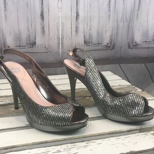 Crown Silver Sparkle Heels Formal Prom Homecoming